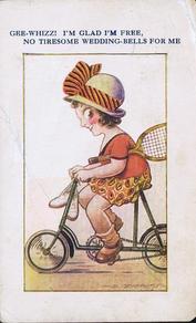 Everything Bicycles - : USA POSTMARKED 1926 - She`s Free, No Wedding Bells For Me: Post Cards-Antique