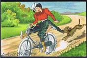 Everything Bicycles - : USA POSTMARKED 1906 DOG TEARING LADY`S PANTS: Post Cards-Antique